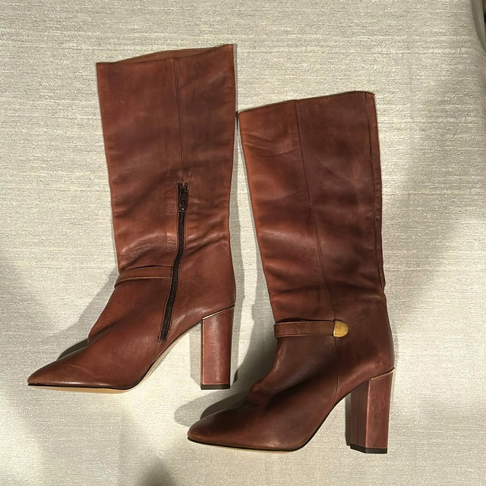 Massimo Baldi Handmade Italian Leather Over the Knee Boots w/ Great design Sz 7